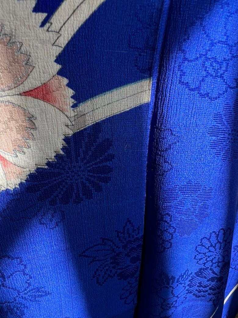 Antique 1920s Japanese silk kimono | Blue | Flower