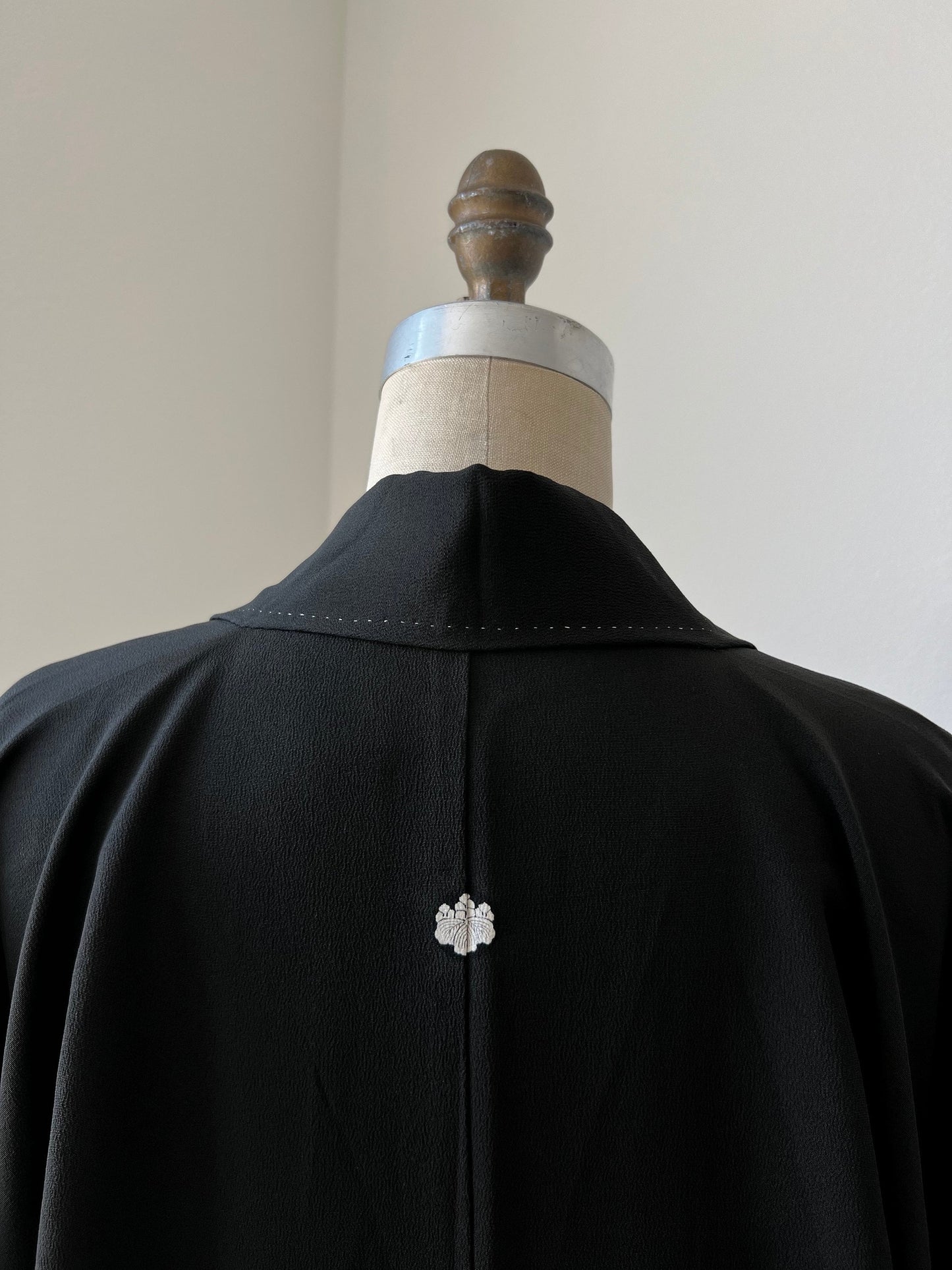 Antique 1930s Japanese silk Kurotomesode kimono | Black | Matsu | Embroidery