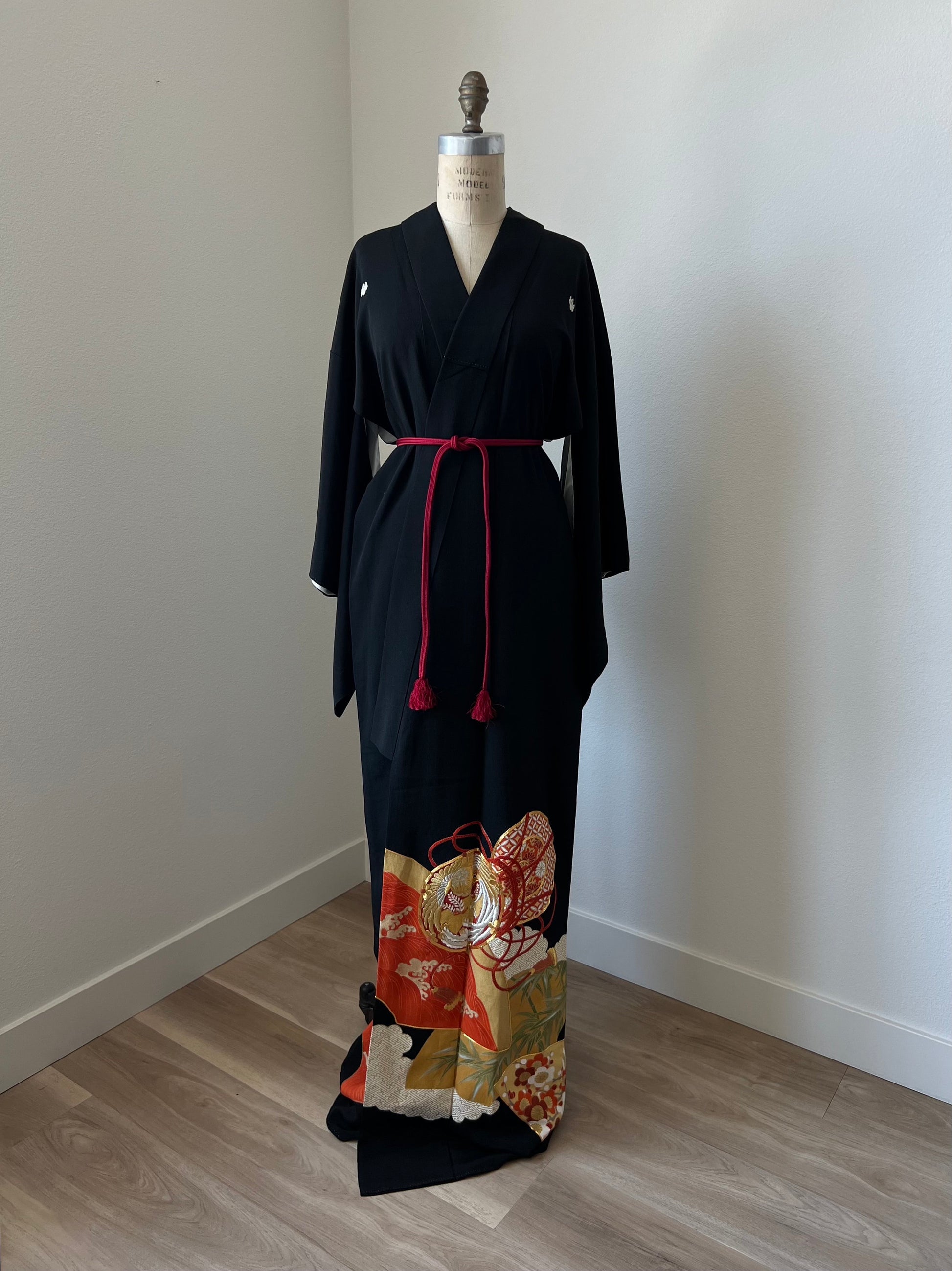 japanese silk dress Japanese Red Silk Outfit Red Cherry Blossom Qipao Chinese Wedding Dress