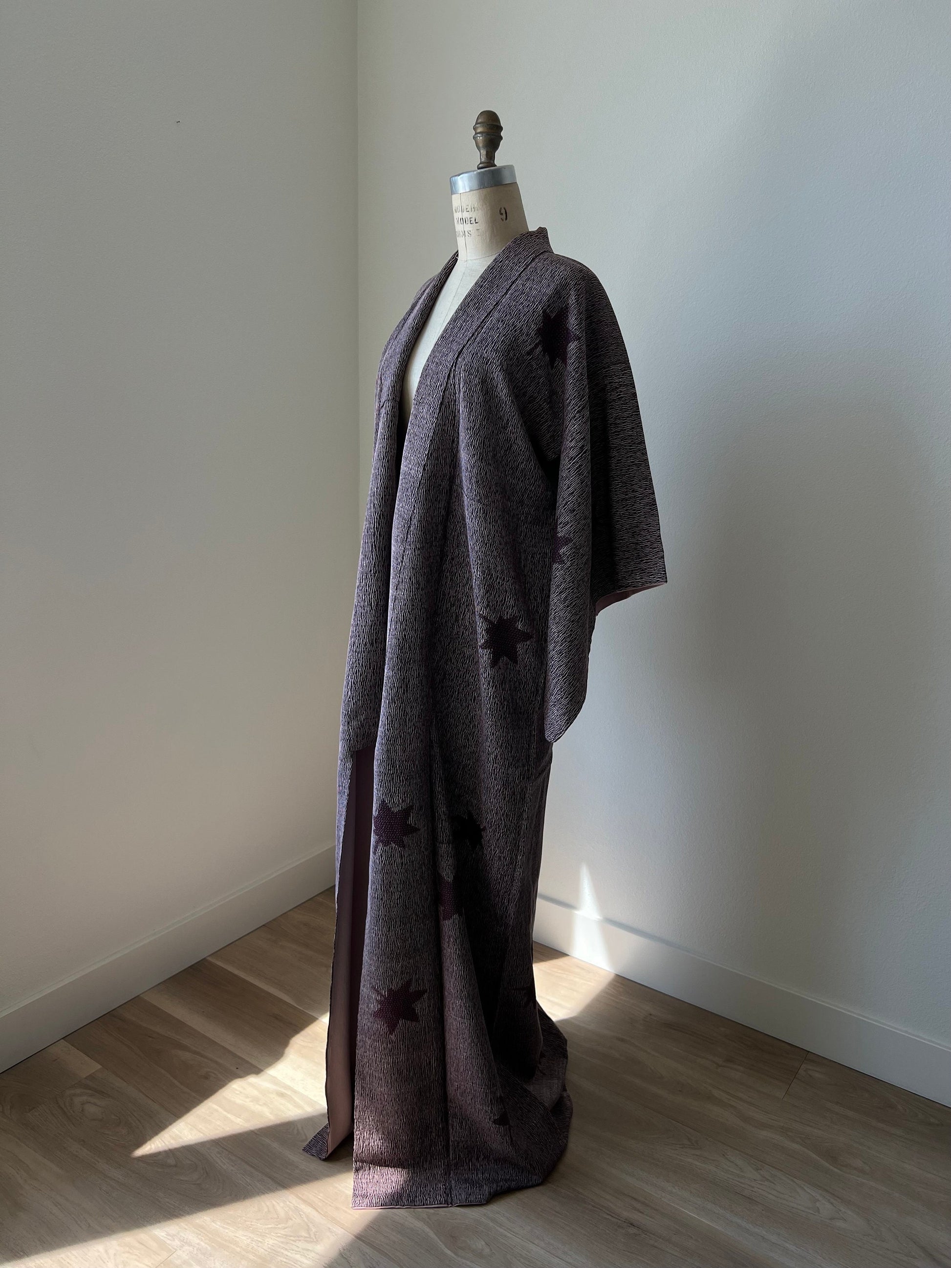 Antique 1930s Japanese silk kimono | Purple | Kaede | Sashiko