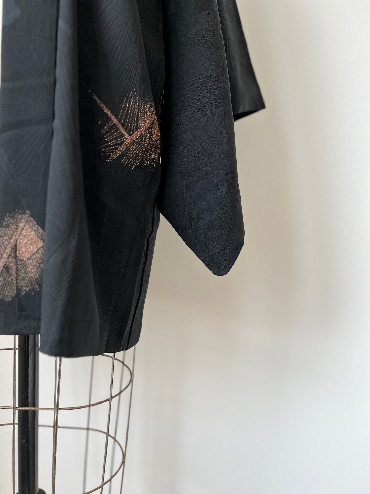 Front image, antique Japanese black kimono jacket