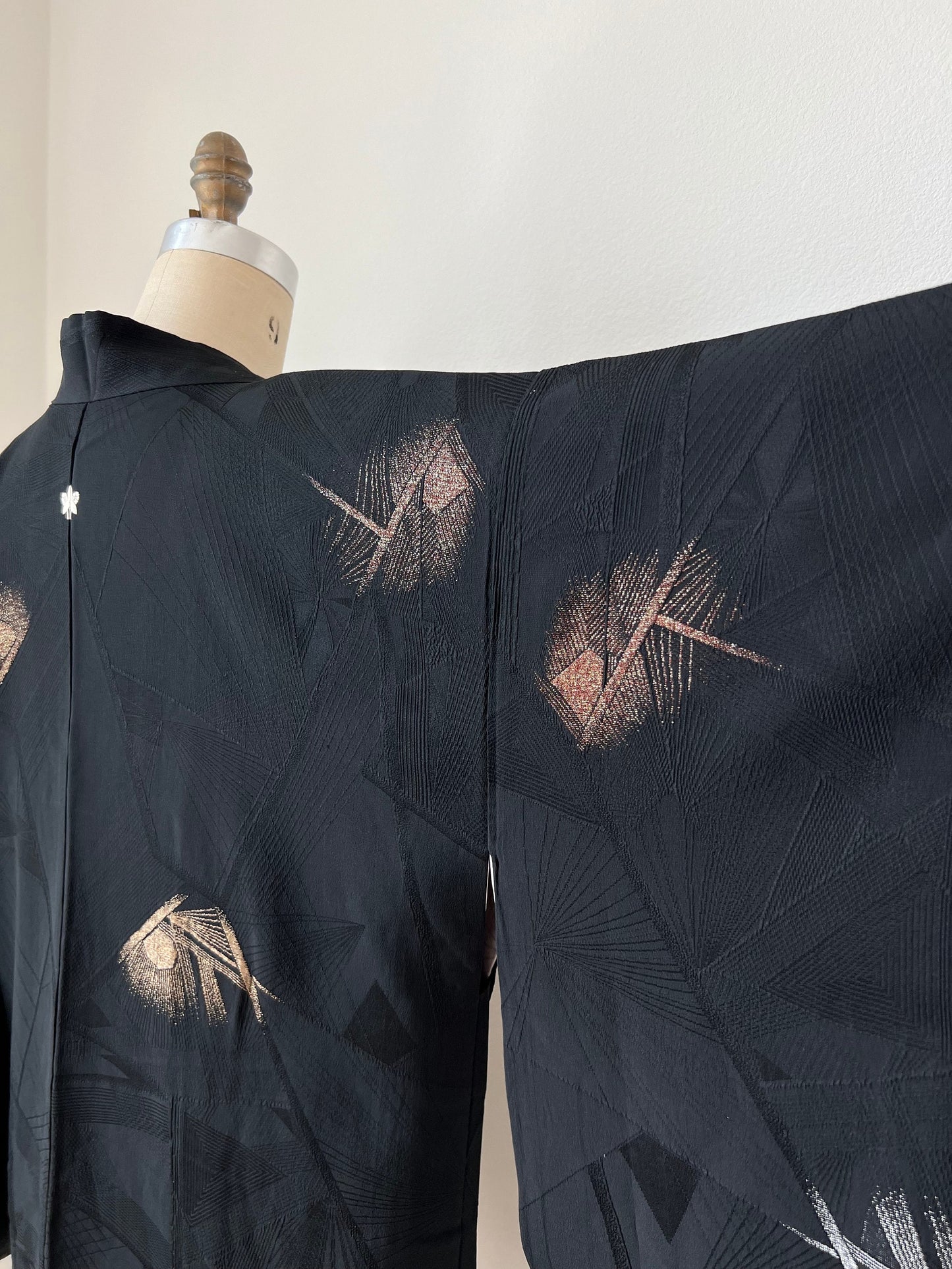 Back image, antique Japanese black kimono sleeve