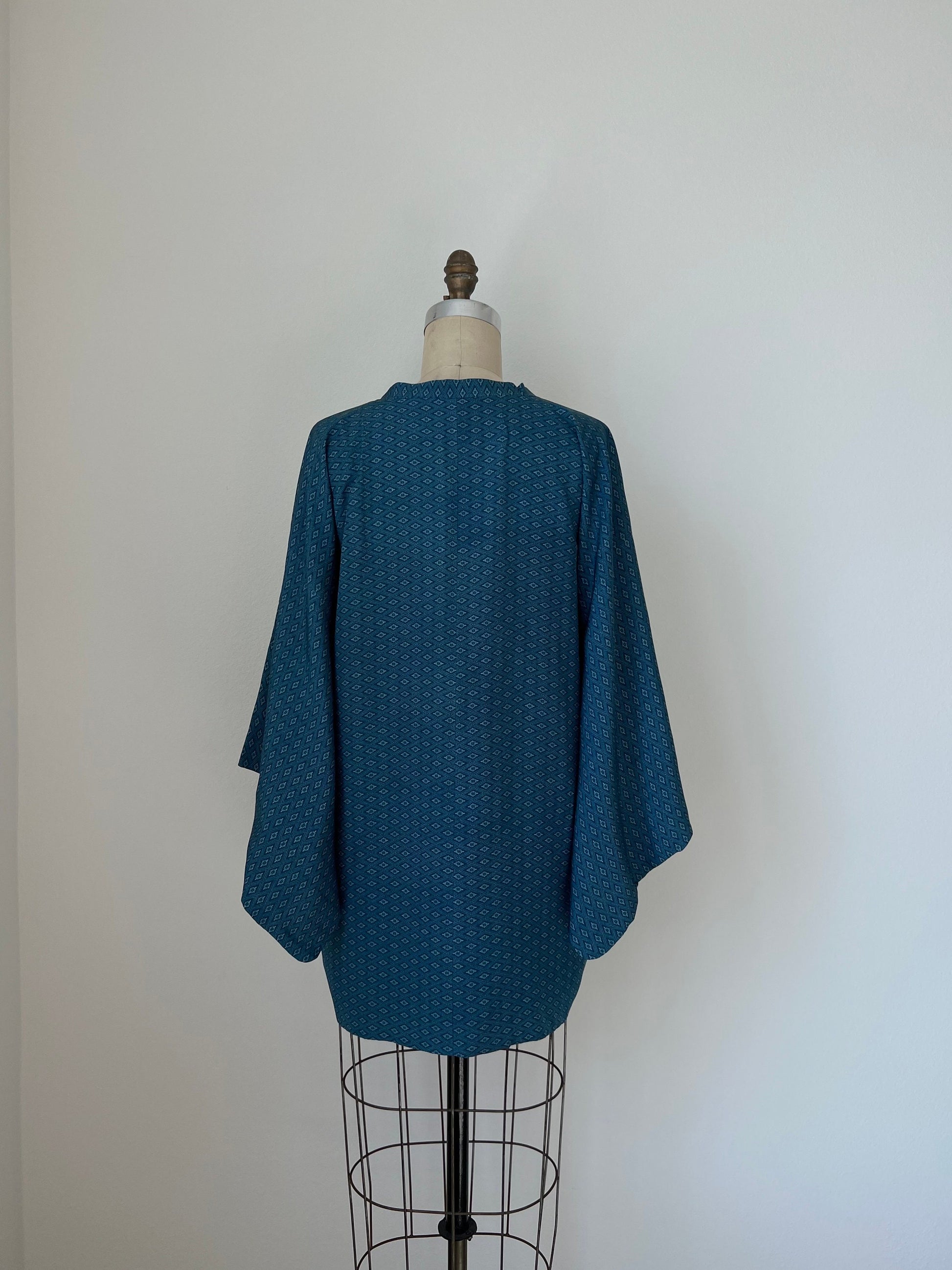 Jacket Vintage Silk Kimono Robe Japanese Blue Jacket For Vintage Lover Gift Vintage Kimono