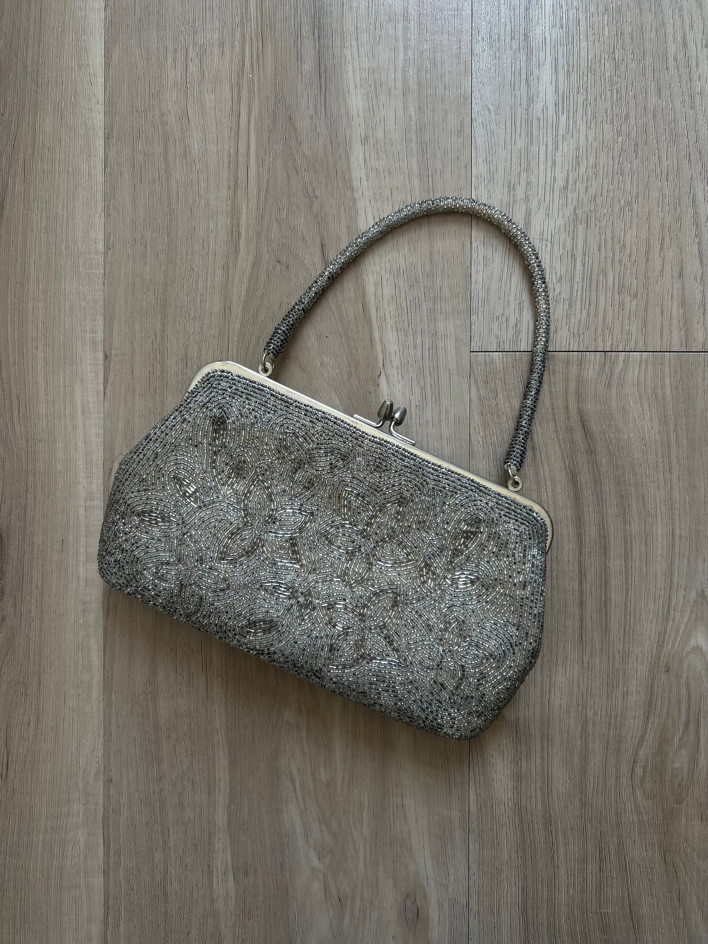 Vintage Silver Beaded Bag