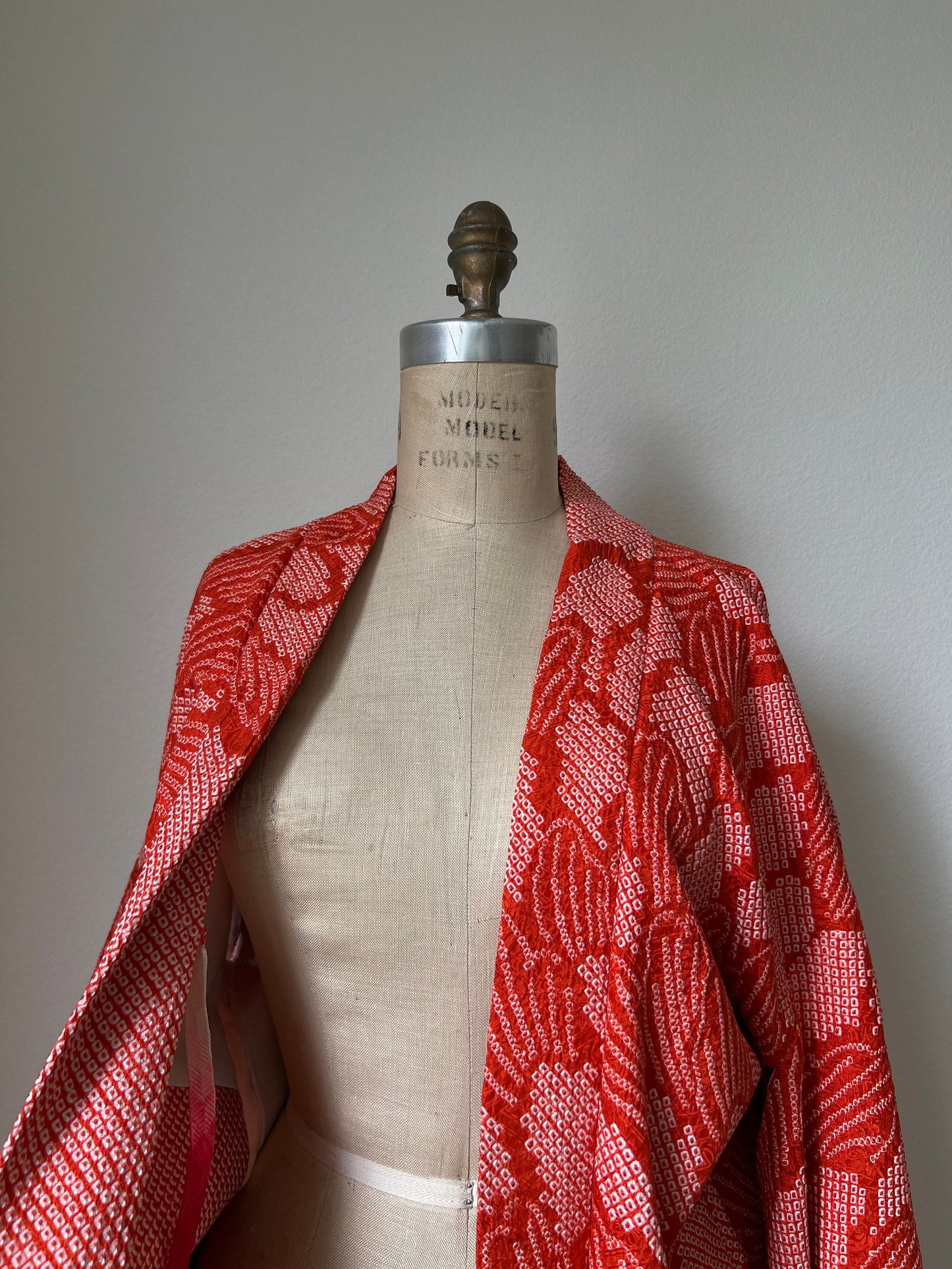 Vintage Orange Shibori Silk Haori Jacket