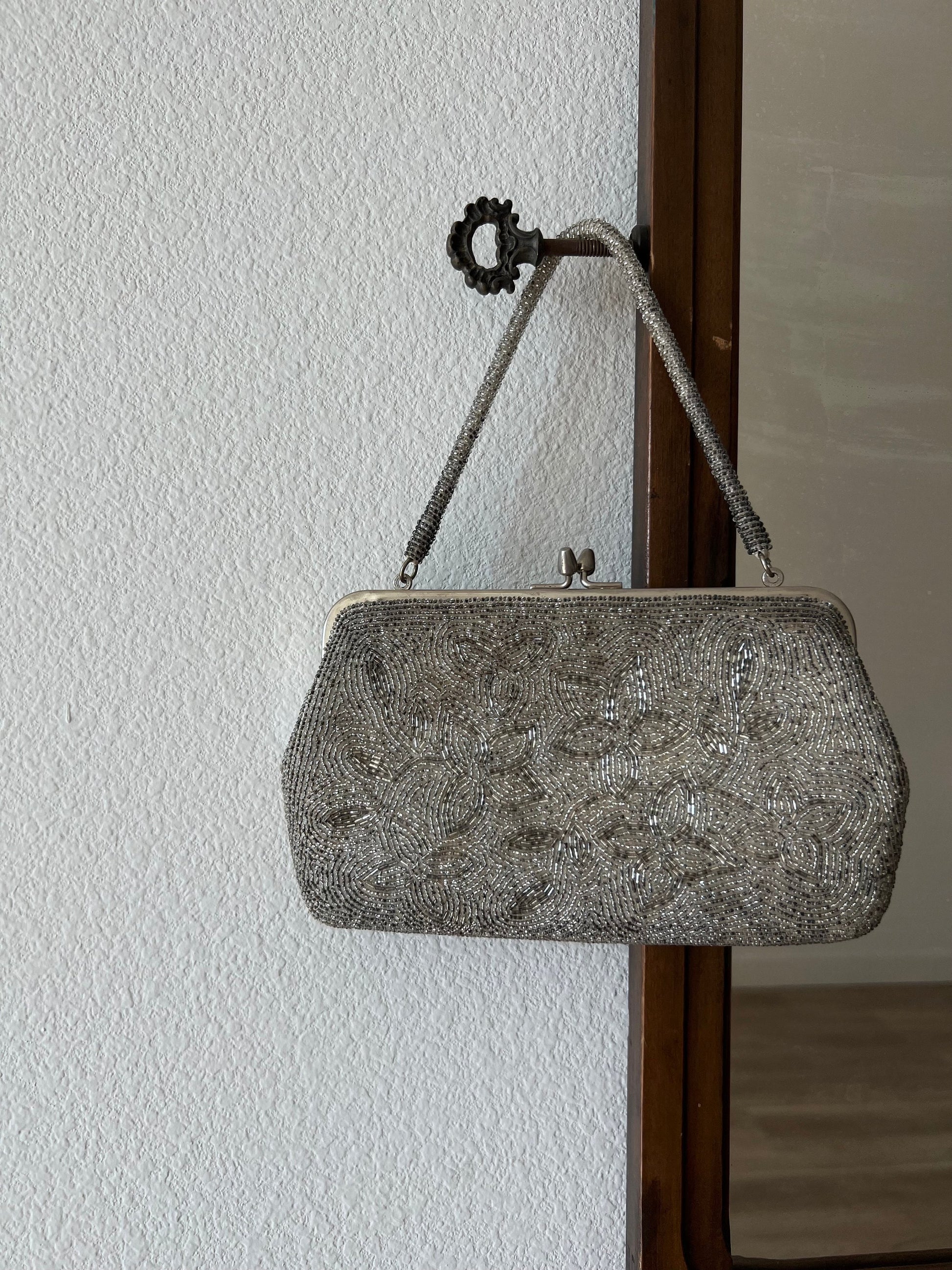 Vintage Silver Beaded Bag