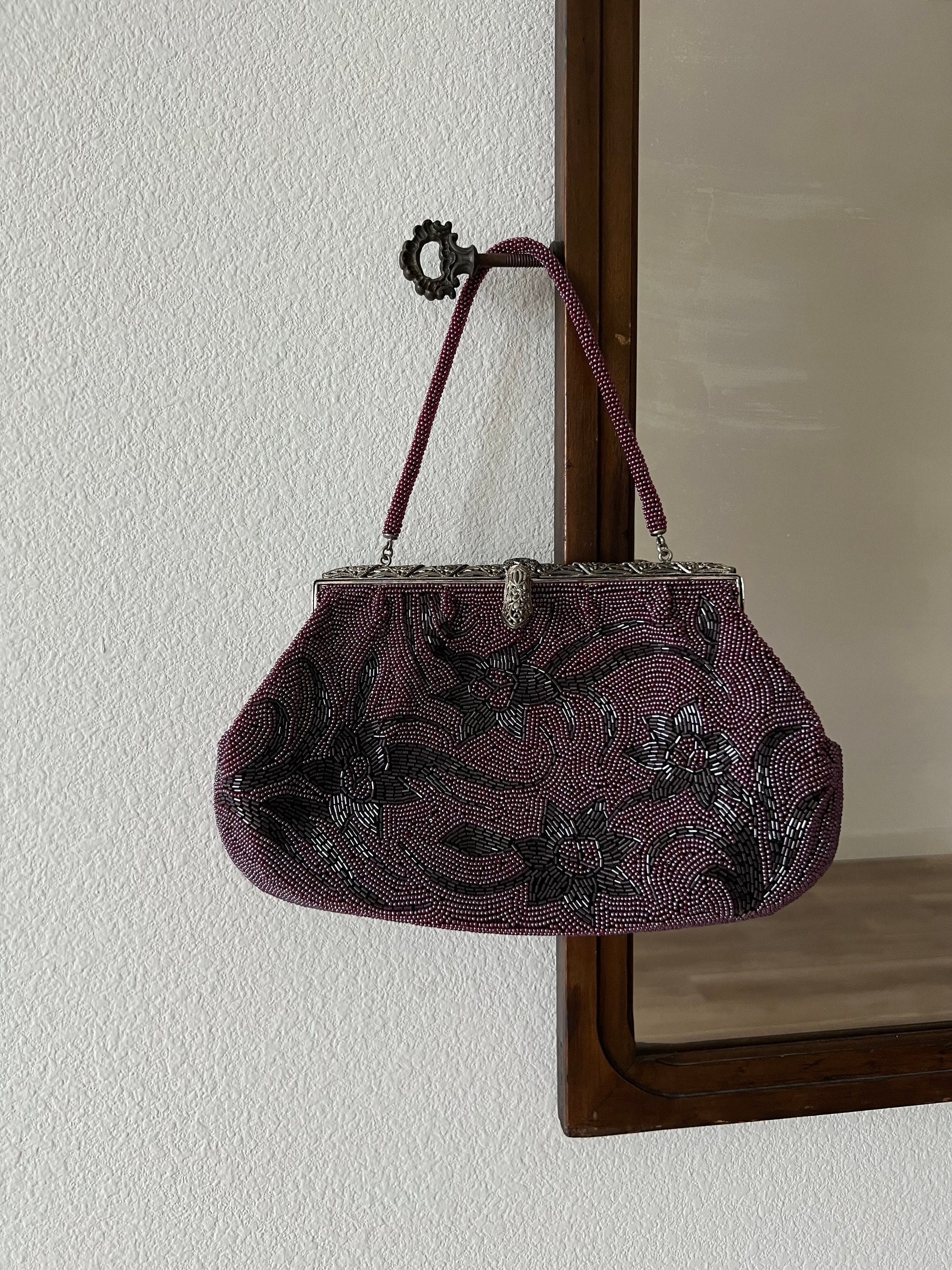 Vintage Japanese Purple Beaded Bag