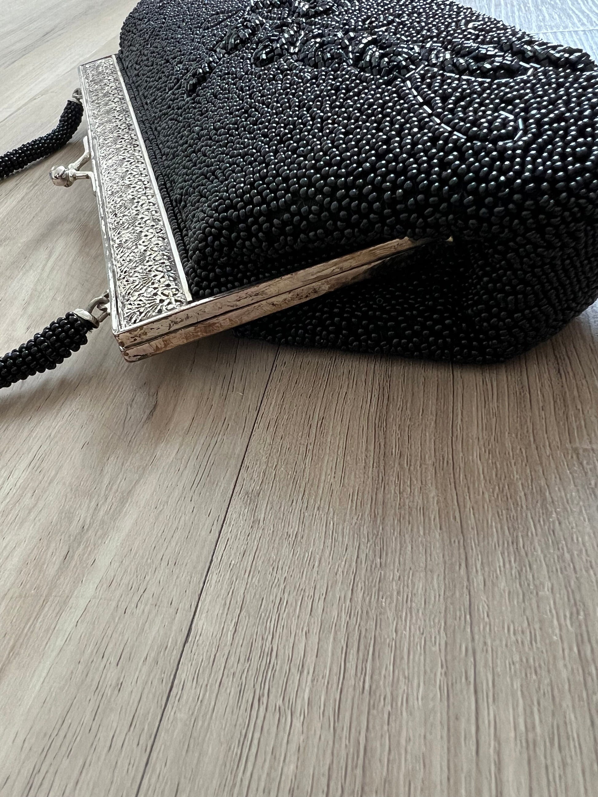Vintage Black Beaded Bag