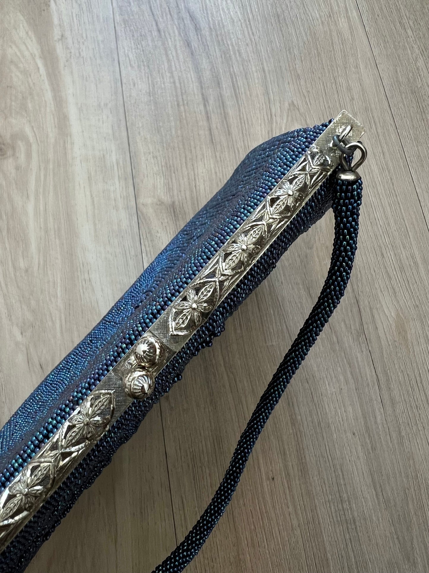 Vintage Japanese Blue Beaded Bag