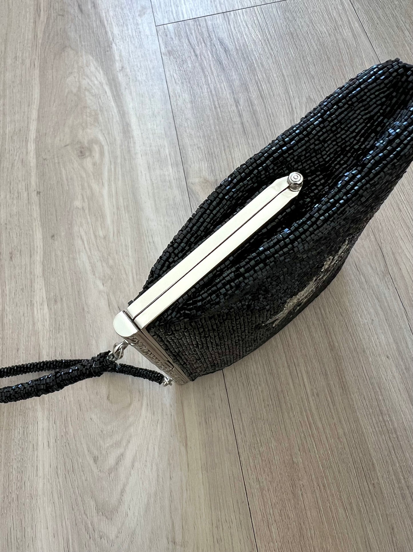 Vintage Japanese Black Beaded Bag